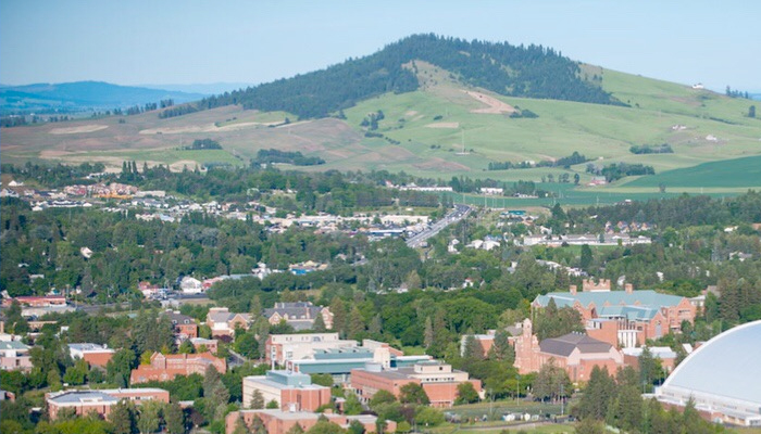 Aerial view of Moscow, Idaho showing an idyllic area